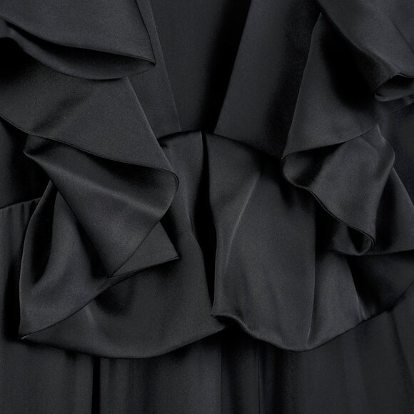 Rochas Black Silk Charmeuse Ruffle Evening Gown - Picture 5 of 10